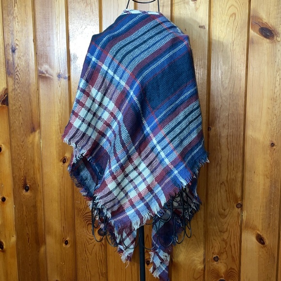 Blanket Scarf Plaid Long Warp Shawls Tartan Knit Winter Warm Lattice Scarves - Picture 4 of 8